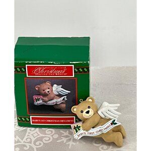 Babys First Christmas Ornament Angel Bear Figurine H.D. By D.C.I. 1993 Collectib